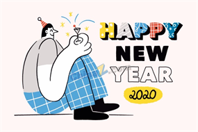 2020新年快乐卡通海报设计
